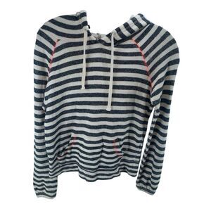 Billabong Women's Good Thing Terry Striped Pullover Hoodie Navy White Size Small
